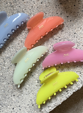 ins夏日氛围 奶油纯色醋酸抓夹大号 France金标盘发鲨鱼夹发抓女