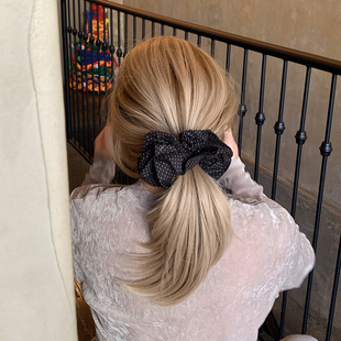 小香风波点 复古气质丸子头大肠发圈女高级感2026正流行扎头发饰