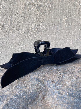 复古丝绒 黑色蝴蝶结大号抓夹 甜美少女头饰后脑勺发卡鲨鱼夹秋冬