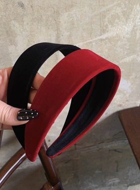 anna同款 纯色丝绒宽边发箍女款高级感洋气时尚头箍日常外戴发饰