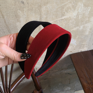 头箍日常外戴发饰 高级感洋气时尚 anna同款 纯色丝绒宽边发箍女款
