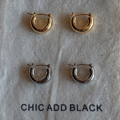 chicaddblack极简金属素圈耳扣