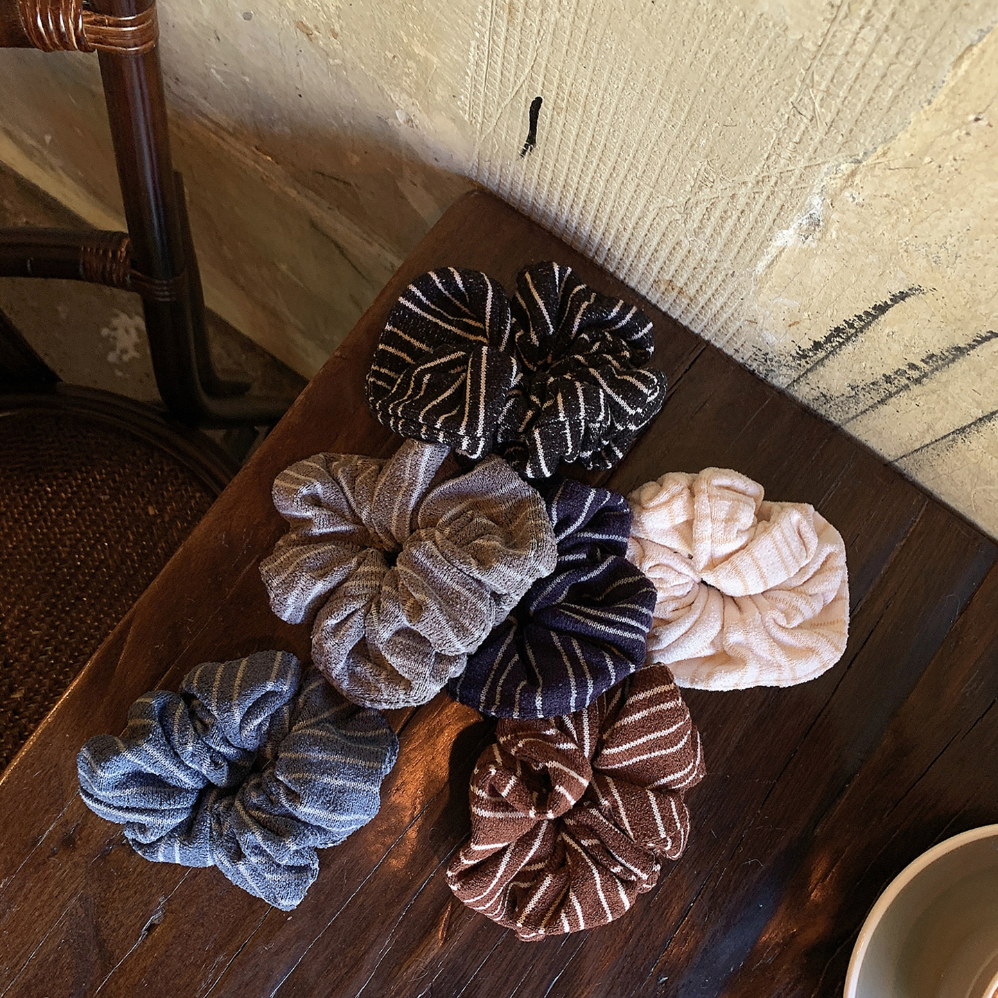 条纹秋冬针织扎头发圈