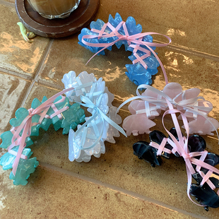 芭蕾风丝带蝴蝶结抓夹半扎发 小众设计弧形盘发鲨鱼夹发抓新款