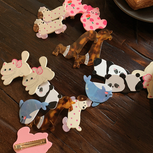 新款 猫咪发夹边夹侧边可爱蓝色海豚醋酸发饰鸭嘴夹 童趣卡通系列