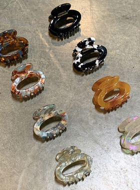 ins镂空复古碎花半圆小号抓夹多色 高级感醋酸发夹侧边刘海夹发卡