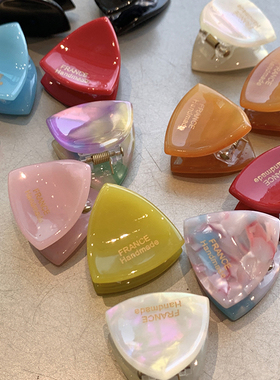 france多巴胺彩色三角形小发抓 公主头迷你发夹八字抓夹 两个包邮