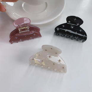 慵懒法式 彩钻镶嵌发夹发抓 小众醋酸质感糖果色抓夹中号高级感