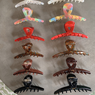 ins高级感鱼尾抓夹大号 高品质醋酸盘发鲨鱼夹发抓发饰多色 基础款