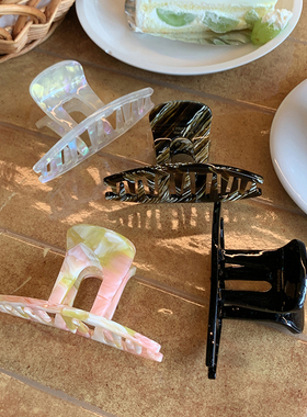 法式小众一字中号抓夹半扎发 france慵懒风加厚气质盘发鲨鱼夹