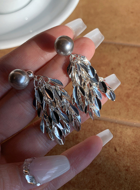 一款两戴 925银针独特麦穗流苏耳环设计感小众银灰色耳针耳饰女