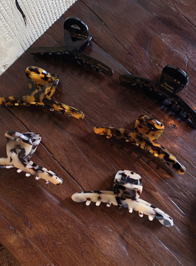 一字衣架 复古色玳瑁头发抓夹抓夹大号发量大饱满后脑勺鲨鱼夹