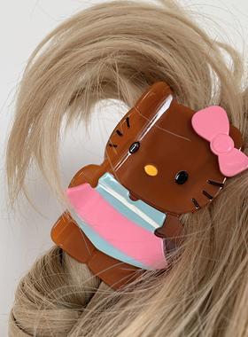 可爱少女风猫猫发饰 醋酸卡通Kitty抓夹大号 ins盘发发抓鲨鱼夹