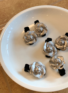 复古优雅玫瑰鸭嘴夹 金属银色立体花朵发夹边夹侧边高级感刘海夹