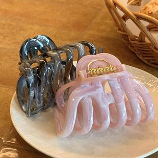 水墨晕染南瓜超好看 简约盘发鲨鱼夹发饰 抓夹高级感大号发量大