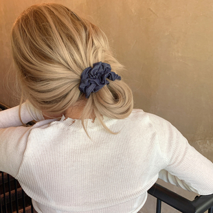 2026新款 网红发圈高弹簧力扎头发头花发饰 牛仔蓝秋季 韩系小蛮腰