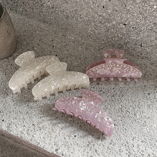 重工满钻 人鱼色少女盘发鲨鱼夹发抓 ins温柔紫色抓夹中号半扎发