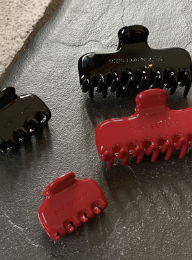 方形的时髦感 暗红独特漂亮抓夹大号发量大简约发抓发饰鲨鱼夹