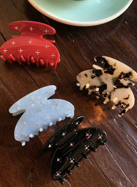 满天星ins风 水钻超级好看的抓夹女发量少中号半扎鲨鱼夹发抓发饰