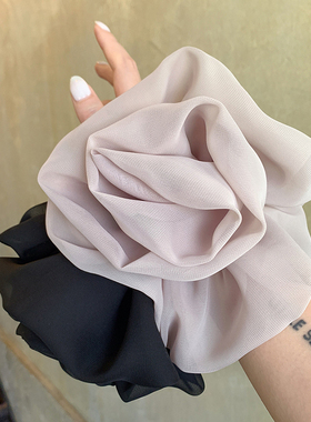 chao好看的卡其 超大玫瑰花多层发圈女高级感洋气时尚马尾发绳