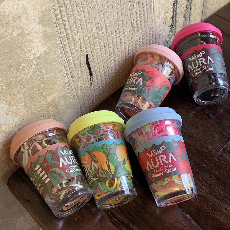 多巴胺少女心 彩色罐装一次性皮筋高弹力耐用皮套发饰发绳头绳