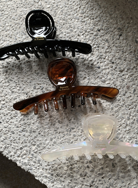 法式慵懒发抓 弧形一字琥珀纹抓夹大号高级感 france盘发鲨鱼夹