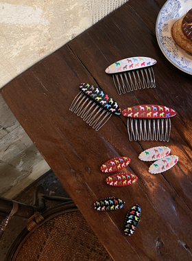 彩色马年头饰新款 独特漂亮发夹边夹侧边碎发整理发卡发梳倒插梳