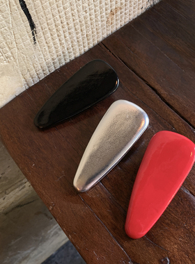 质感金属银鸭嘴夹 新款水滴红色发夹边夹侧边夹子头饰无痕刘海夹