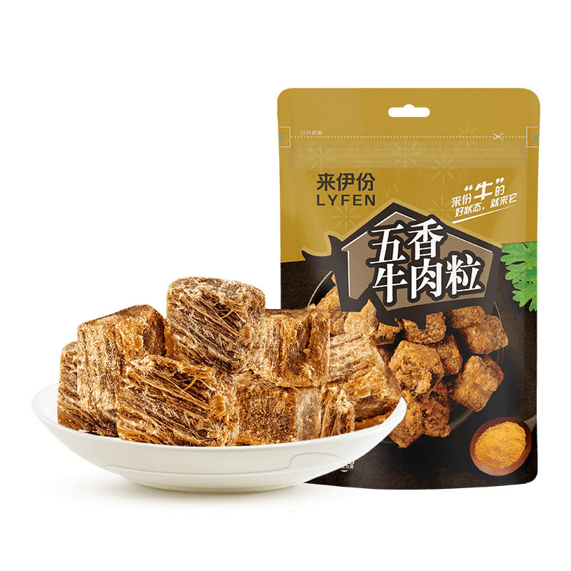 来伊份五香牛肉粒108g风干牛肉干小吃熟食精选大块牛肉粒传统零食
