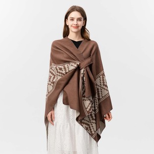 斜绑带披肩围巾两用冬季 仿羊绒软糯保暖加大加厚民族风旅游外搭