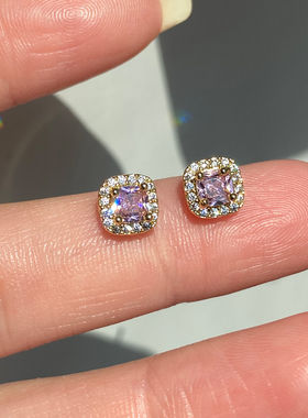 Aaim 精致日常爆闪锆石小方糖耳钉女养耳洞百搭轻奢高级感气质