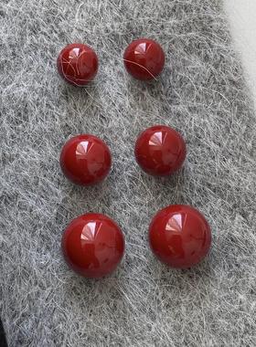 Aaim 安可拉耳钉高级复古红色925银针氛围感秋冬通勤耳饰