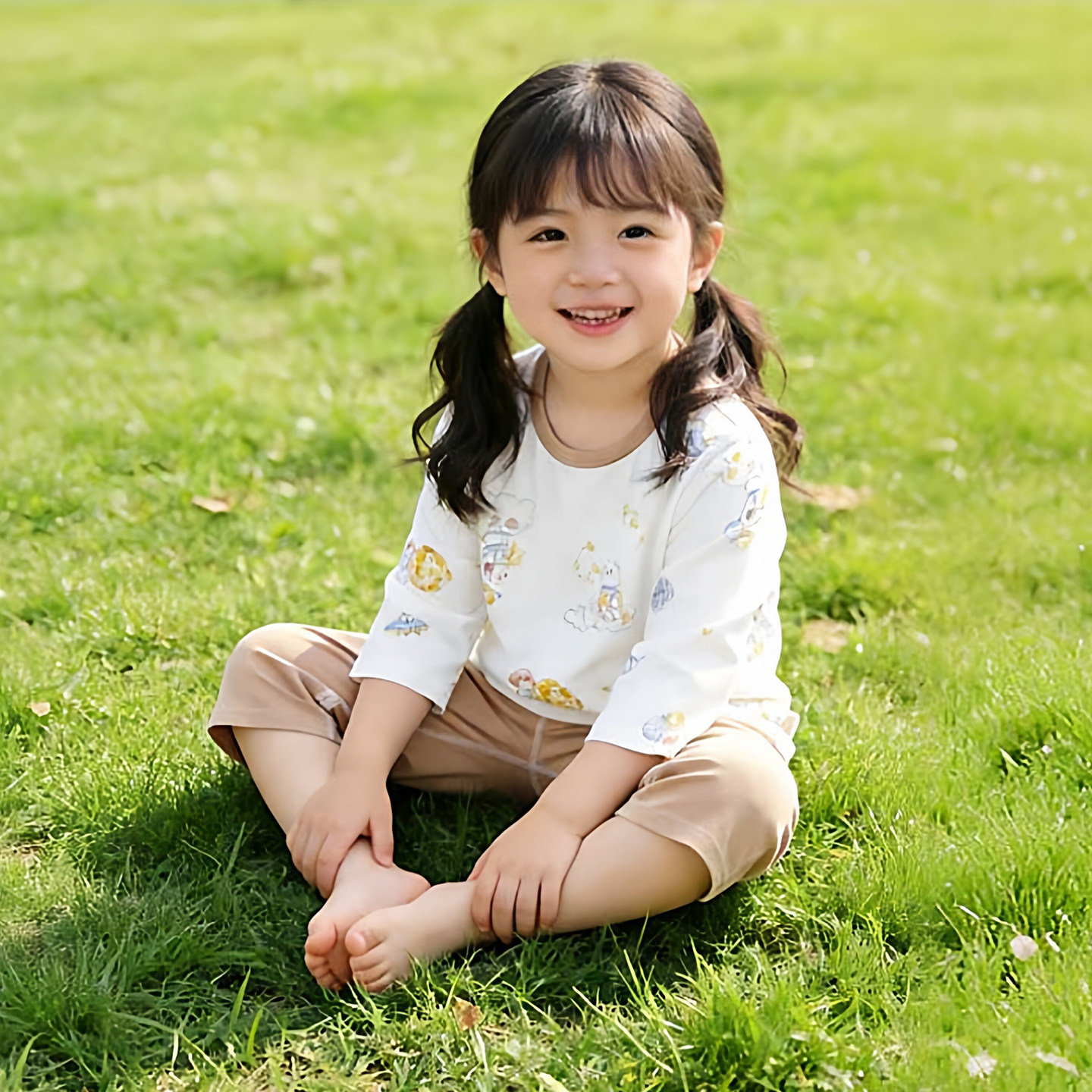 莫代尔儿童睡衣套装七分袖七分裤男童女孩宝宝家居服夏天薄款童装