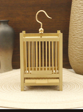 黄铜鸟笼中雀家居客厅阳台办公室装饰蛐蛐蝈蝈笼子摆件金属