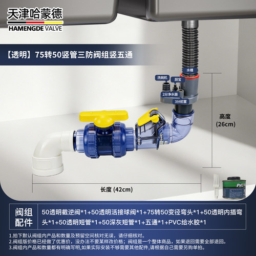 哈蒙德截逆阀带下水三通三防阀组