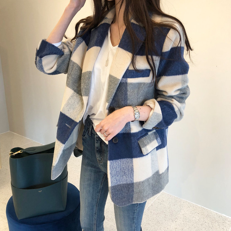三小姐的咖啡复古格子小西装2026新款韩版流行女秋冬chic毛呢外套