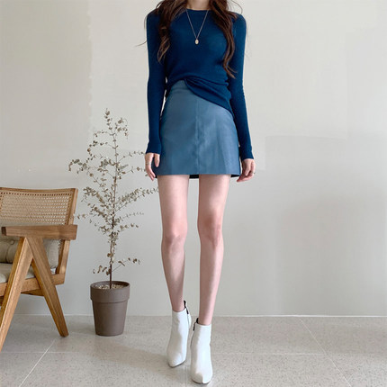 三小姐的咖啡pu小皮裙A字裙半身裙2026新款女秋冬高腰包臀裙短裙