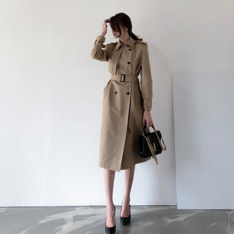 三小姐的咖啡英伦风中长款风衣2026新款女春秋修身过膝外套大衣