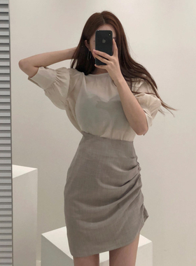 三小姐的咖啡韩范洋气透视ins衬衫女2026新款时尚灯笼袖宽松上衣