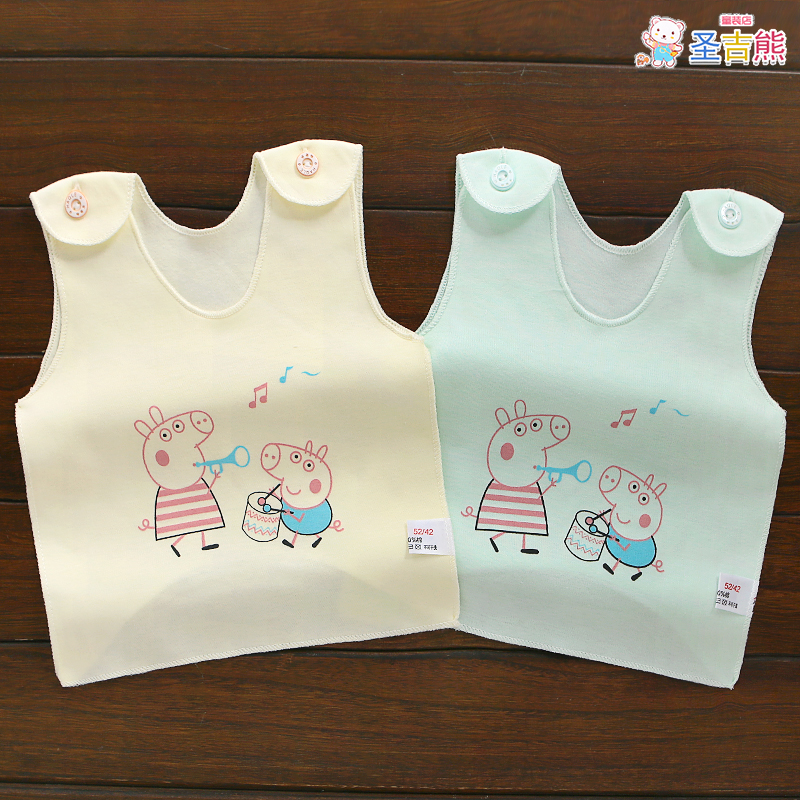 两件装新生纯棉半背背心春夏婴儿护肚打底夏季吊带宝宝肩扣挖背衣