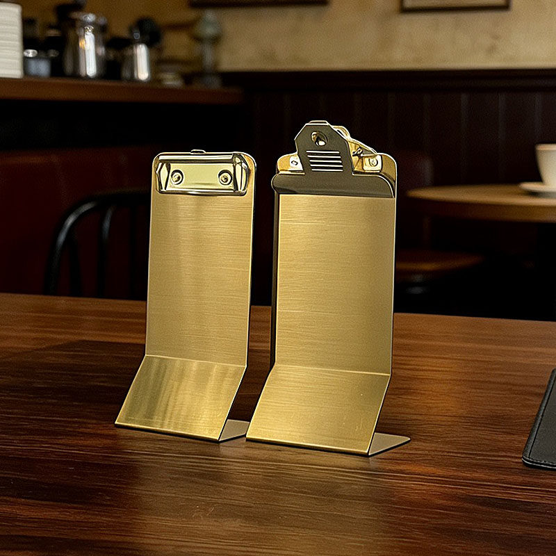 展示牌吧台点单夹金属立式写字板夹不锈钢文件夹板菜单夹酒店餐桌