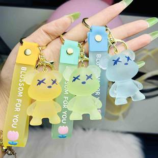 网红潮酷水晶琉璃龙熊钥匙扣小熊汽车钥匙链挂件精致情侣包包挂饰