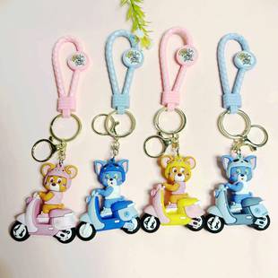 猫和老鼠电动车钥匙扣卡通滴胶小挂饰礼品公仔钥匙链书包挂件
