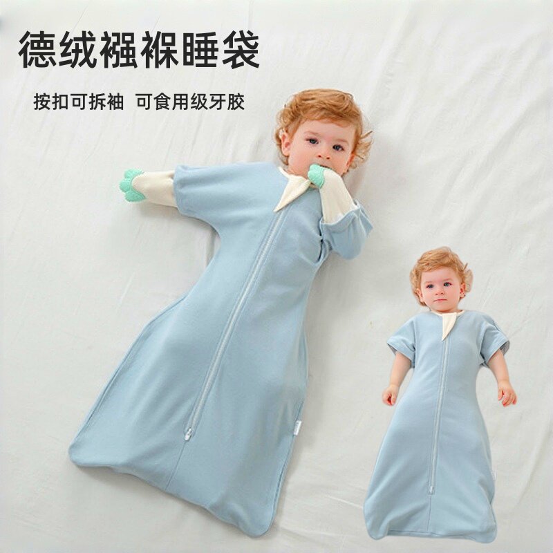 德绒可拆袖防抓脸连体睡衣