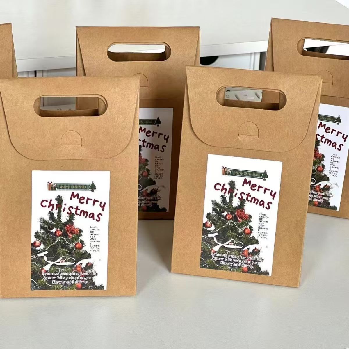 纯色竖版牛皮纸袋手提款礼品袋圣诞节日生日礼物打包饼干甜品纸盒