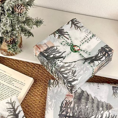 ins圣诞礼品包装纸diy圣诞树雪花礼物高级感包装大张打包节日送人
