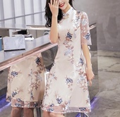 大花日常少女年轻旗袍裙 时尚 国风新中式 复古风名媛性感改良新款
