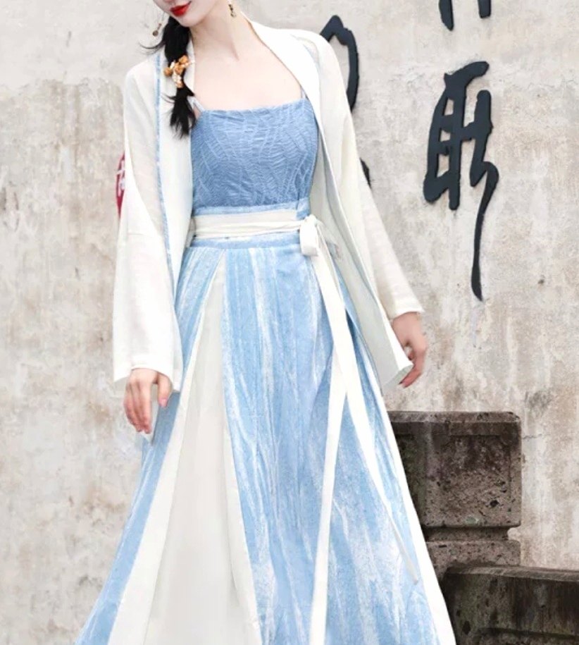 新中式女装国风复古套装改良汉服三件套超仙气质仙女裙