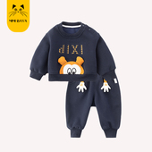 春秋款 韩版 可爱婴幼儿衣服春装 男童卡通卫衣套装 男宝宝春季 两件套