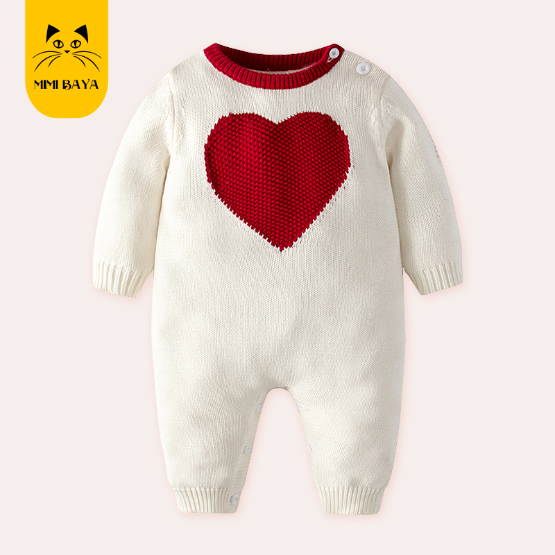 新生秋冬女宝宝满月爬服连体衣